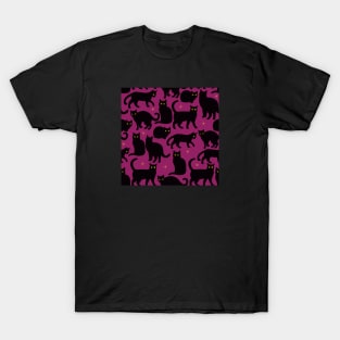 Black Cat Magic on Magenta by Brittanylane T-Shirt